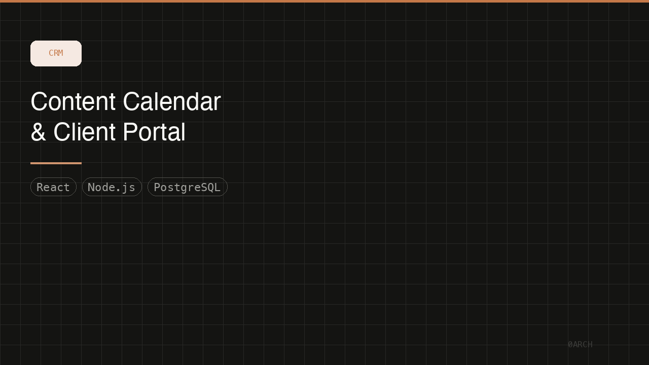 Agency Platform — Content Calendar, SEO Tracking & Client Portal — 0ARCH project screenshot