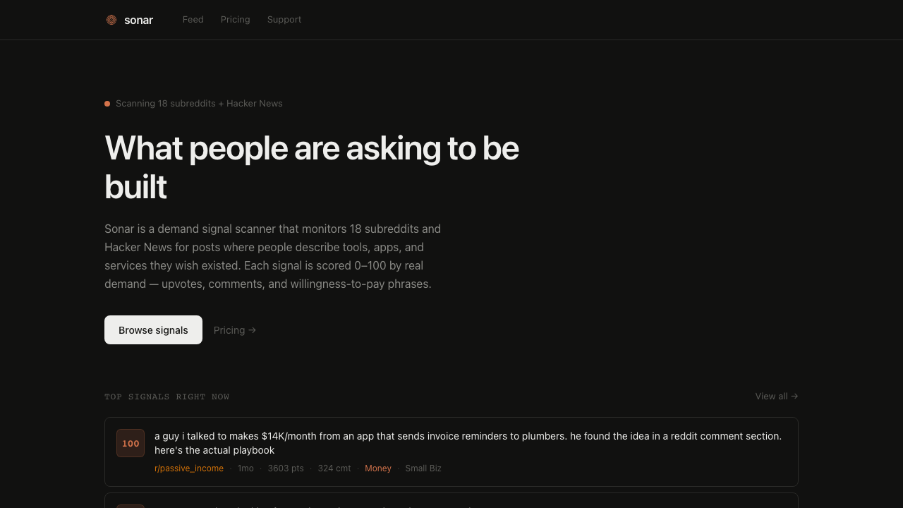 Sonar: demand signal scanner