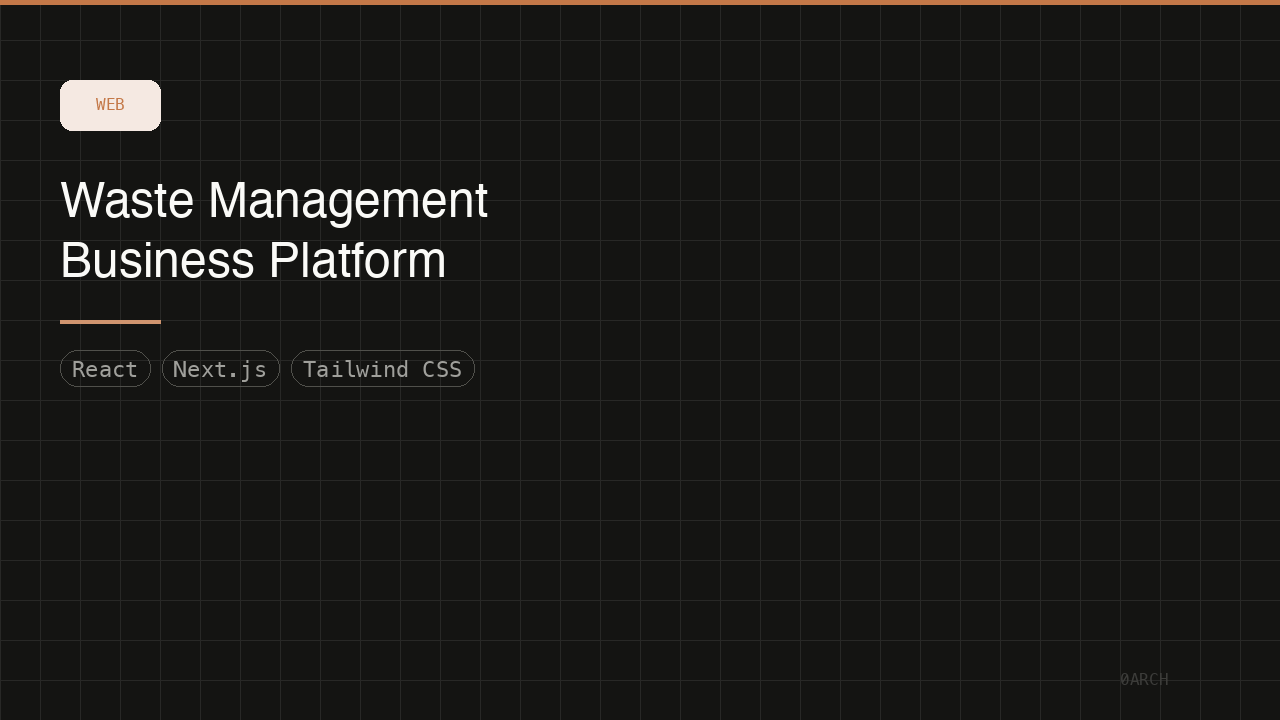 Wastemasters — Commercial Waste Management Business Platform — 0ARCH project screenshot